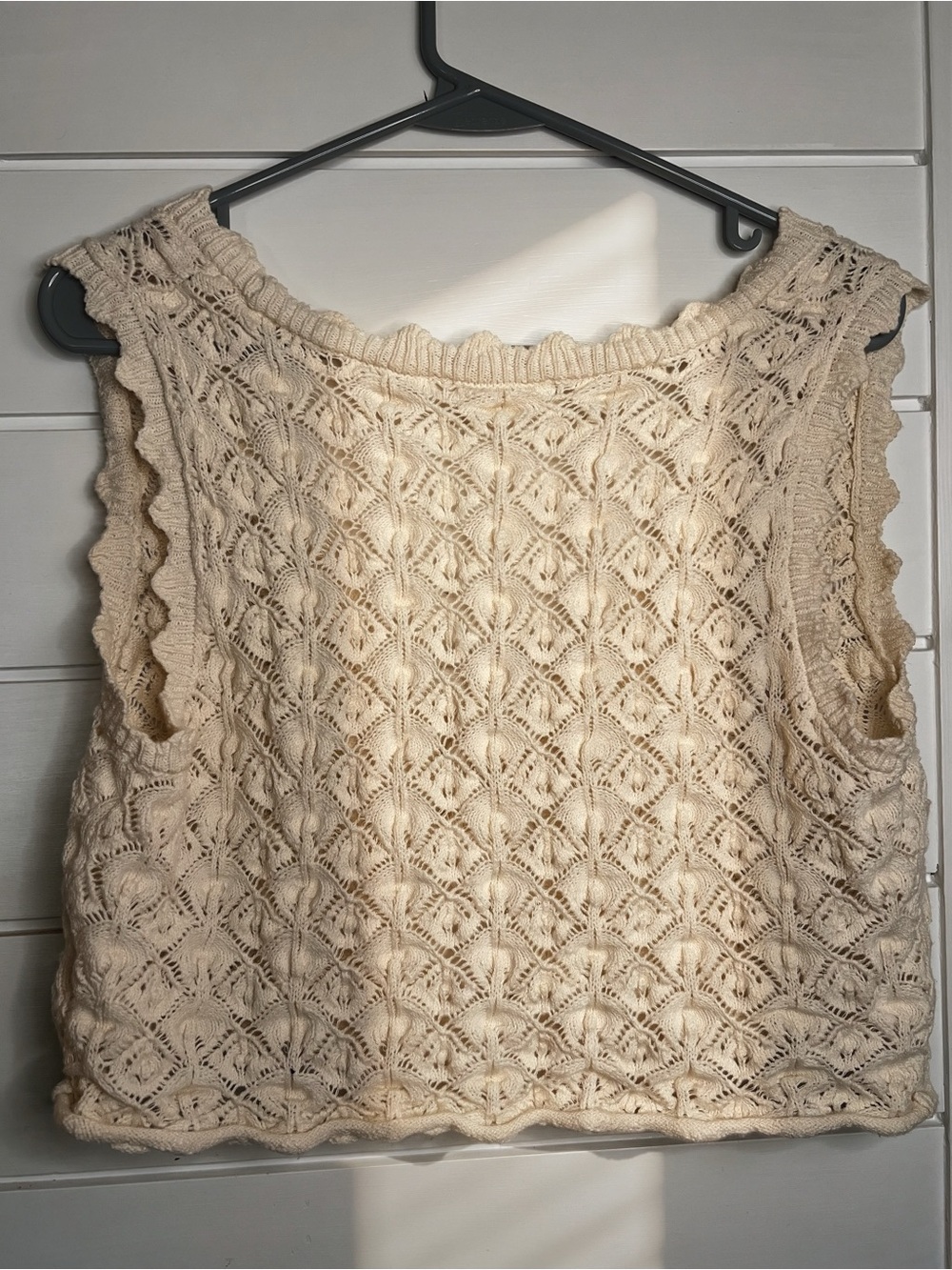 Altar'd State Cream Crochet Tie-Front V-Neck Sweater Vest - Picture 2 of 5